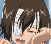 Yui Takamura in the hospital after the battle